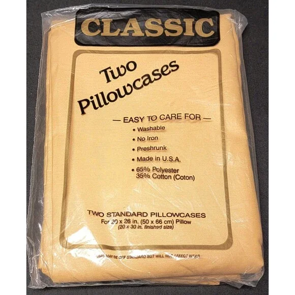 Vintage Classic Peach Two Pillowcases Standard Size No Iron Washable NEW