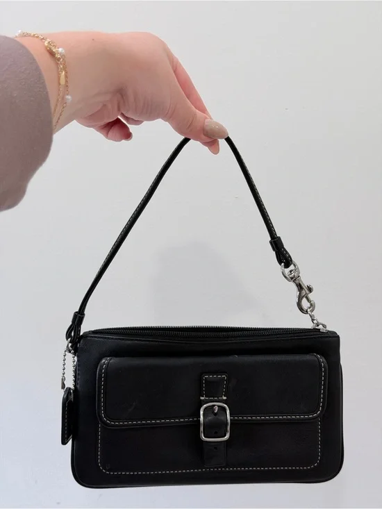 Authentic Coach Y2K Black Leather Mini Shoulder Bag