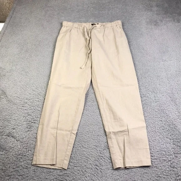 Banana Republic Pants Womens S Beige Linen Cotton Blend Pull On Drawstring NEW