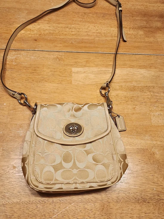 Coach Penelope Turnlock Flap shoulder bag in signature sateen jacquard