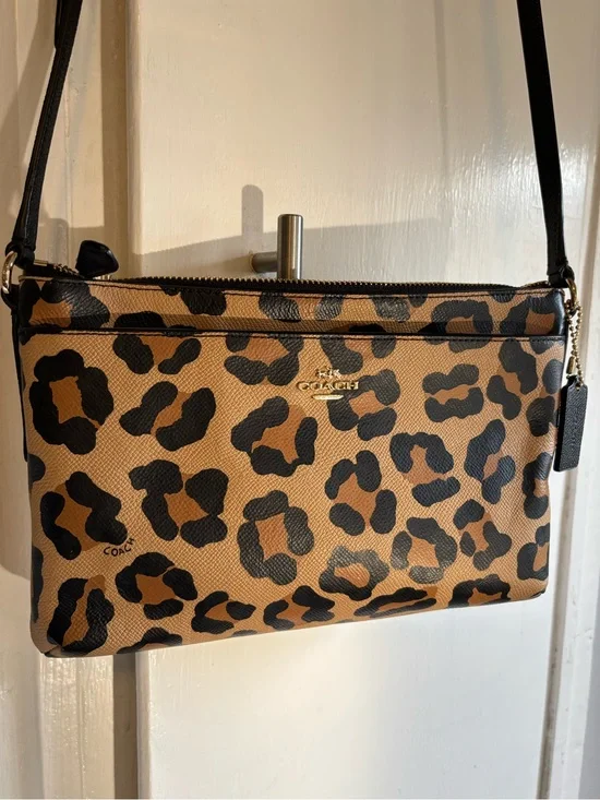 Coach Leopard Print Crossbody Bag in Brown and Black