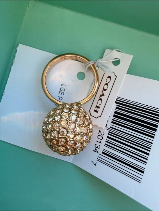 Coach Gold Crystal Pav Ball Ring