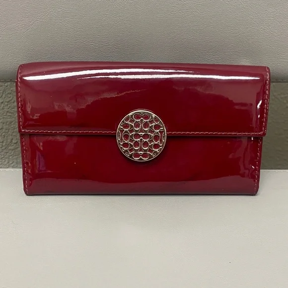 Coach Alexandra, Slim Patent Red Wallet