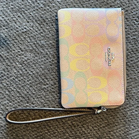 Coach Pastel Multicolor Signature Wristlet
