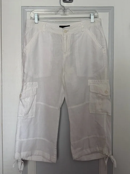 Banana Republic White Women’s Cargo Linen Capri Pants