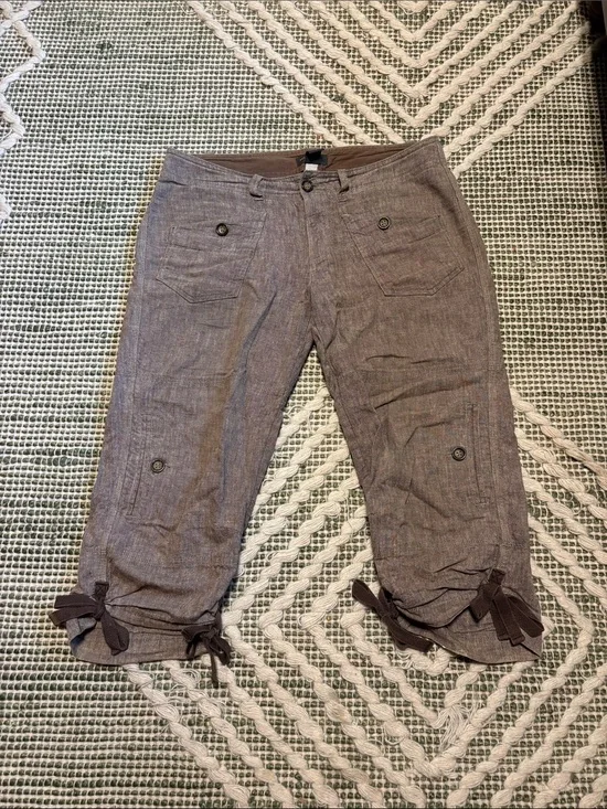 Banana Republic Brown Linen-Cotton Waistband Top