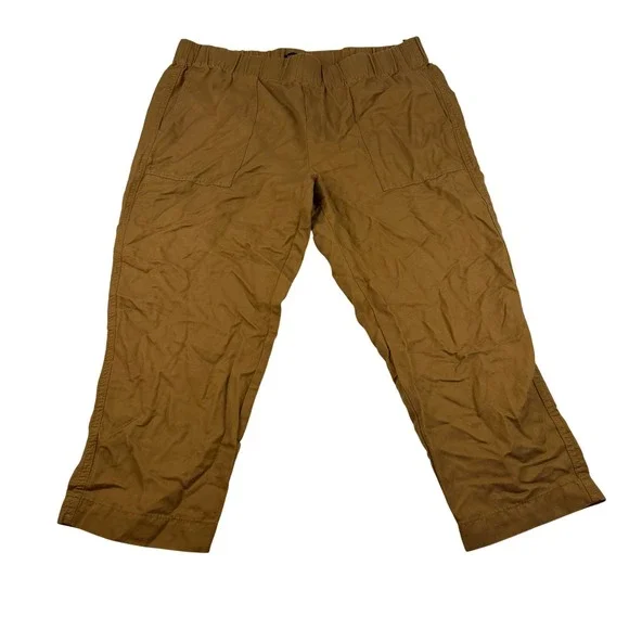 Banana Republic XL Brown Lyocell Linen Cotton Relaxed Cropped Pull On Pants