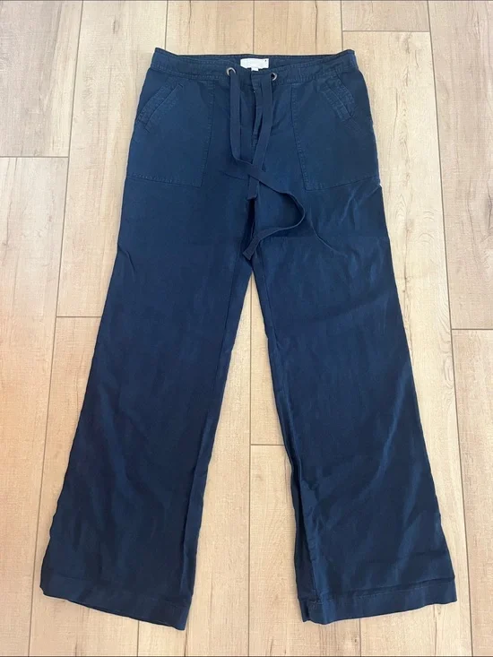 Banana Republic Ryan Fit Dark Navy Linen-Blend Drawstring Pants