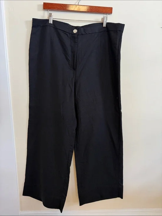 🐝 NWT 🐝 LINEN Blend H&M Black Wide Leg Trousers
