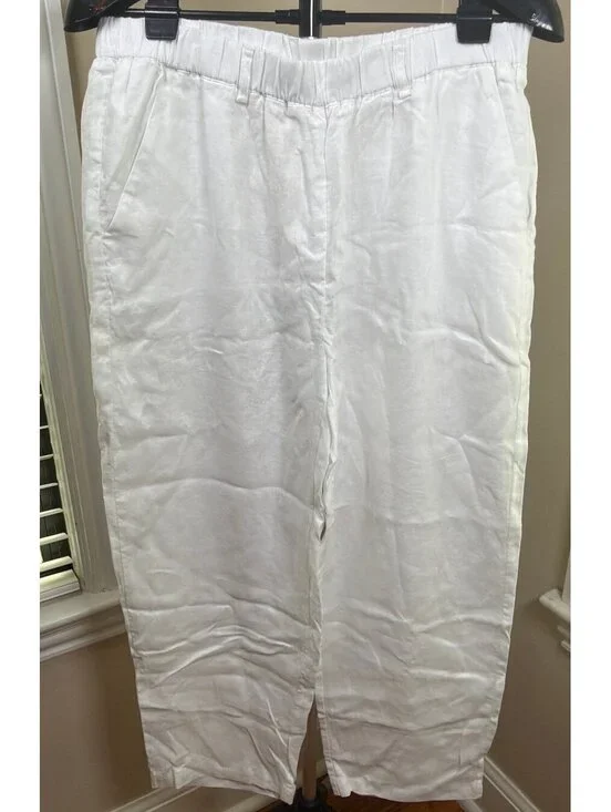Quince 100% European Linen Tapered Ankle Pants White Size Large NWT