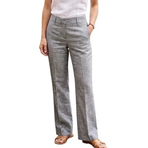 Banana Republic Martin Fit 718 Grey Linen Blend Trouser Pants Classic Petite 0P