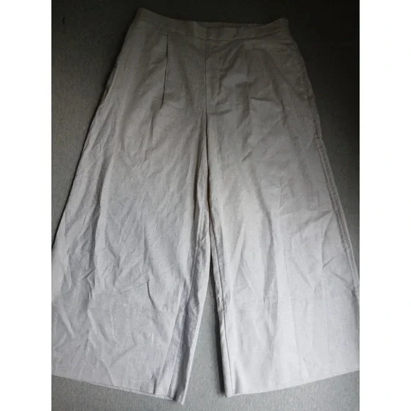 Banana Republic Pants Large Linen Flax Blend Super Wide Leg Pleated New