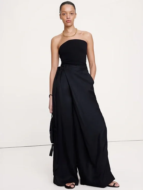 BANANA REPUBLIC VISCOSE-LINEN PALAZZO PANT