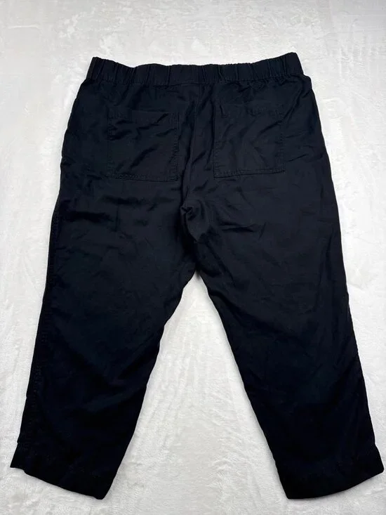 Banana Republic Black Relaxed Fit Linen Blend Drawstring Pants XL