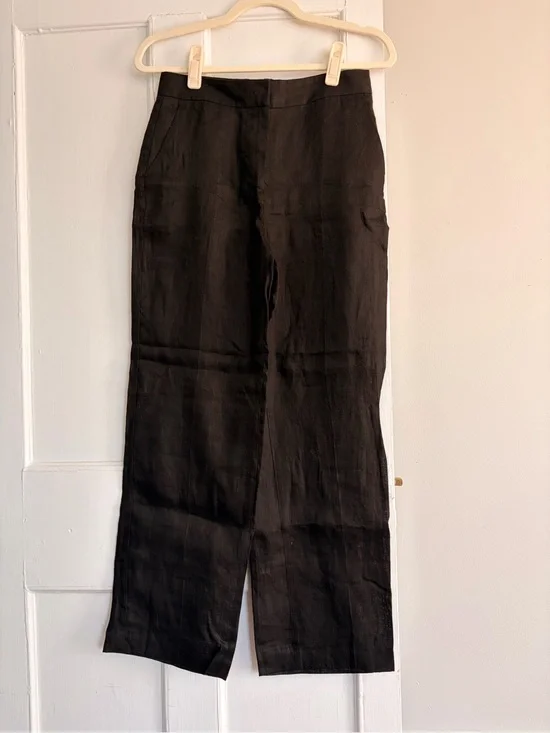 ZARA 100% Linen Black Trousers