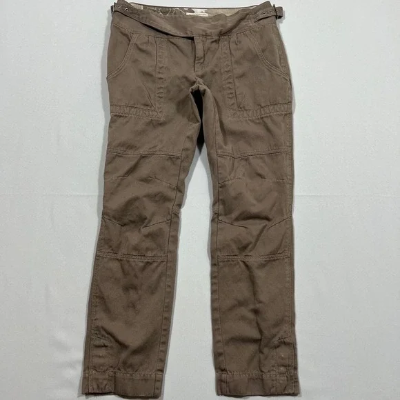Banana Republic Heritage Utility Pants Italian Linen Blend Buckle Taupe Womens 2