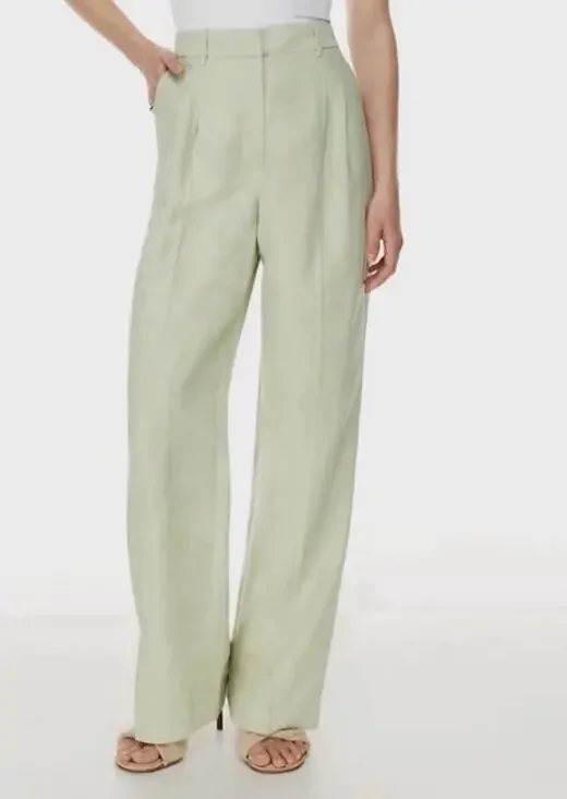 Aritzia Wilfred Carrot Sage Green Linen Blend High Waist Women’s Pants Sz 6