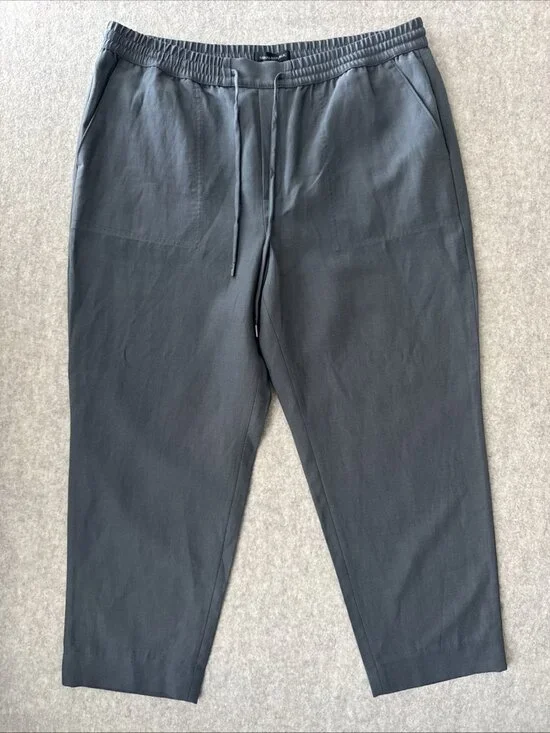 Banana Republic Tencel Linen Pants Womens Large Gray Slim Ankle Crop New