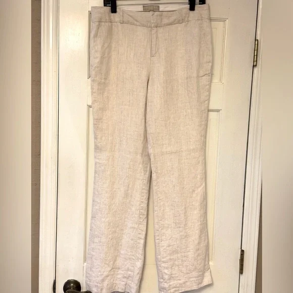 Banana Republic Cream Straight Leg‎ Linen Pants