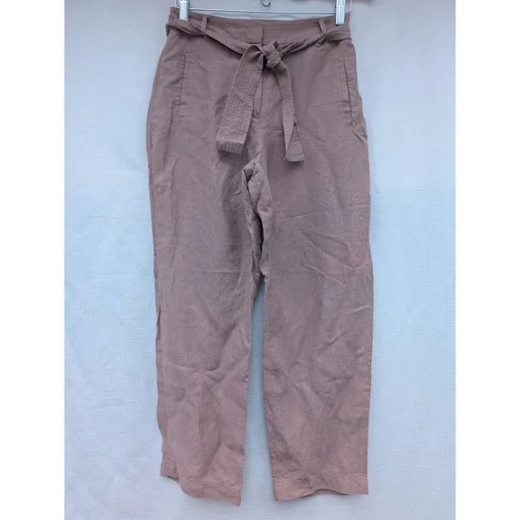 WILFRED Jallade Pants Womens 4 Brown Linen Quiet Luxury Minimalist Officecore