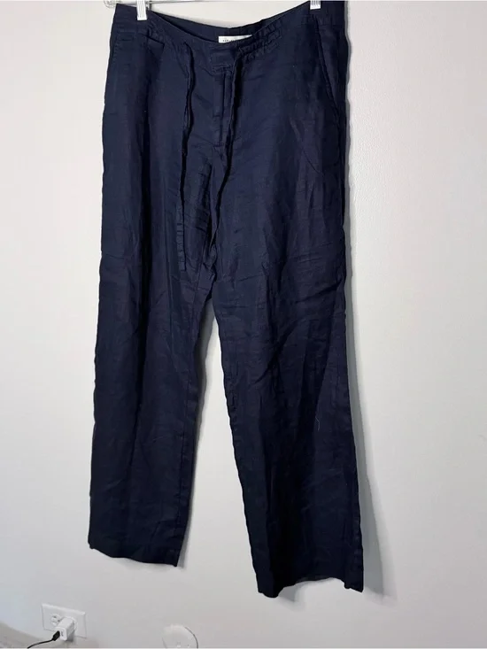 Women’s Navy Linen Relaxed Fit Pants