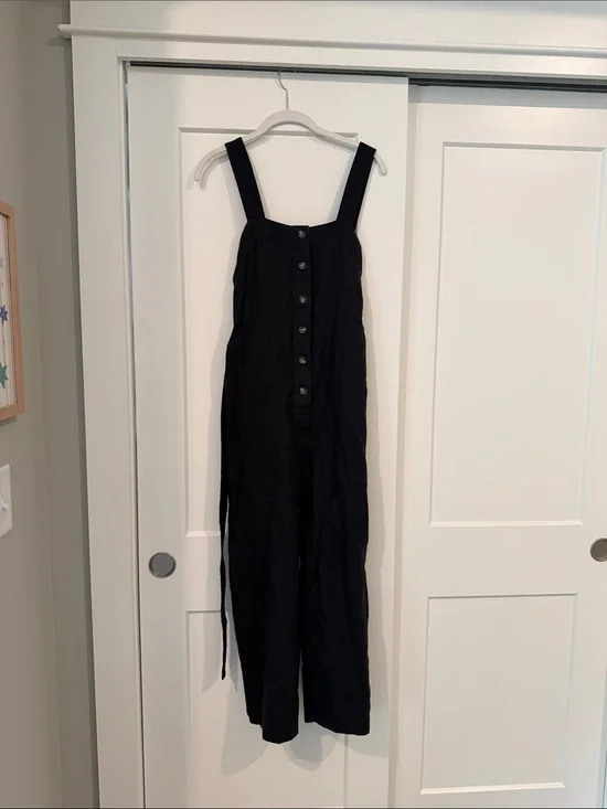 Everlane black linen jumpsuit