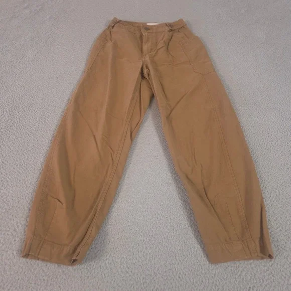 Everlane Pants Womens 0 Brown Organic Cotton Linen Tapered Leg Utility Fatigue