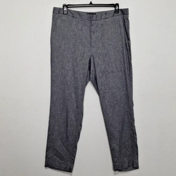 Banana Republic Gray Avery Preppy Lagenlook Linen Blend Trouser Pants Size 16L