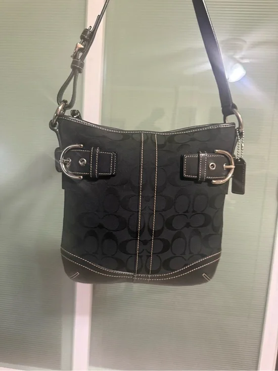 Coach Black Signature Canvas Shoulder Bag