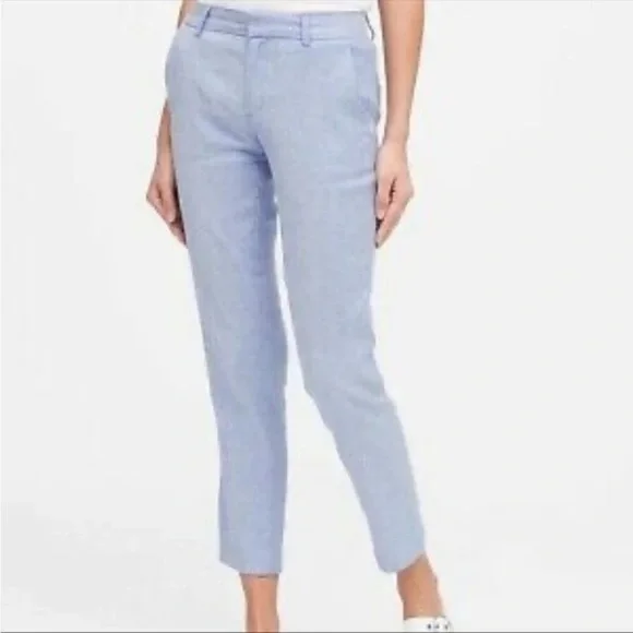 Banana Republic Linen Blend Avery Pants Chambray Blue Size 12