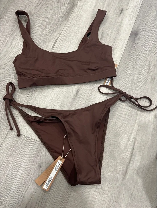 Skims swim tank bikini top & swimdippy tie bottom-SET in Cocoa small