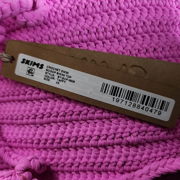 NWT Skims Crochet Swim Scoop Bikini Top TAFFY PINK Boho 4X