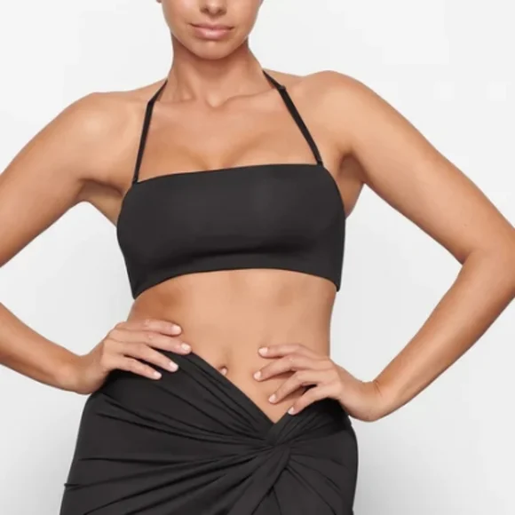 NWT SKIMS RECYCLED SWIM  BANDEAU BIKINI TOP ONYX BLACK 4X PLUS