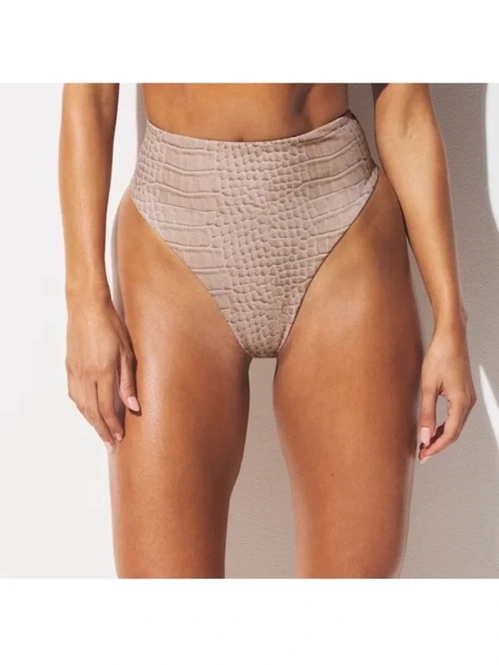 Skims Signature Swim Mid Waist Bottoms Dune Crocodile Print Medium
