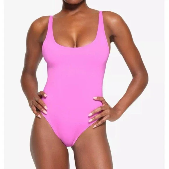 Skims Recycled Swim scoop neck one piece Neon  Orchid