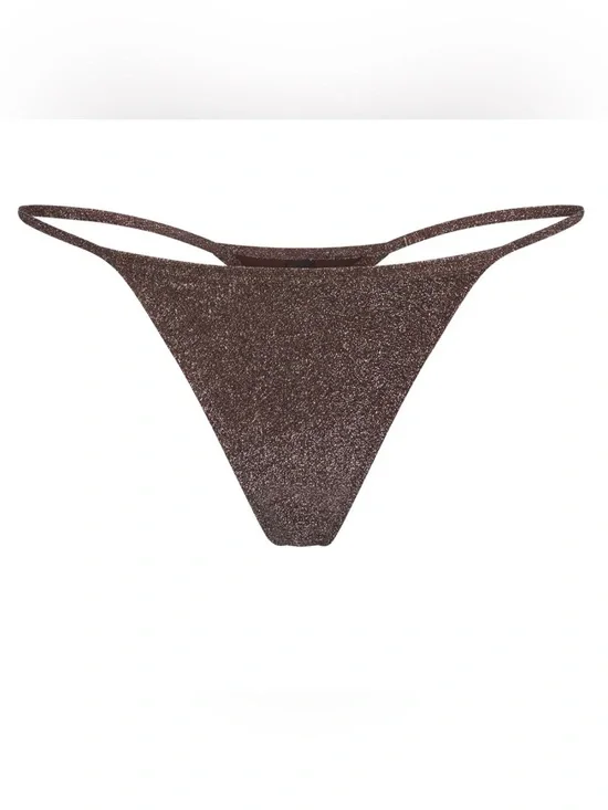 SKIMS Glitter String Swim Thong Cocoa Brown 3X New with Tag