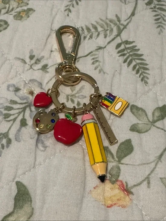 True To Form Teacher Key Chain Gold Tone Bag Clip Apple School