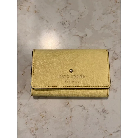 Kate Spade New York Yellow Saffiano Leather 6 Hook Key Holder Case Wallet