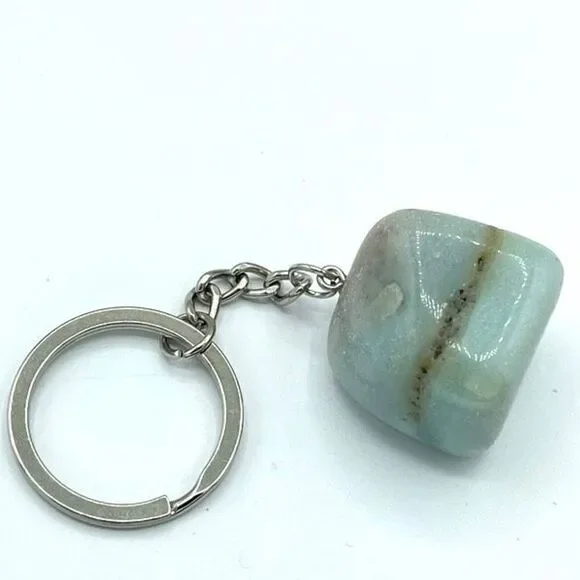 Amazonite tumble keychain key ring pendant chain NEW hand crafted luck fortune l