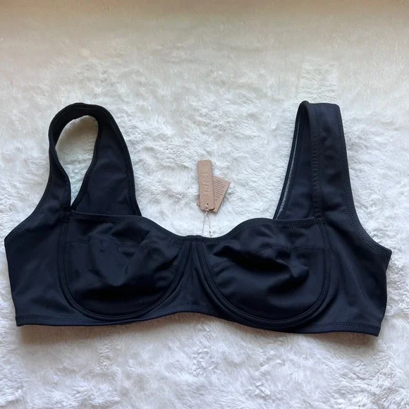SKIMS Womens Swim Underwire Bikini Top Onyx Black Size 2X SW-UWR-0117 NWT Womens
