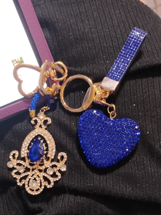 Blessing By LaurelGold-Tone Blue Crystal Heart Keychain Charm