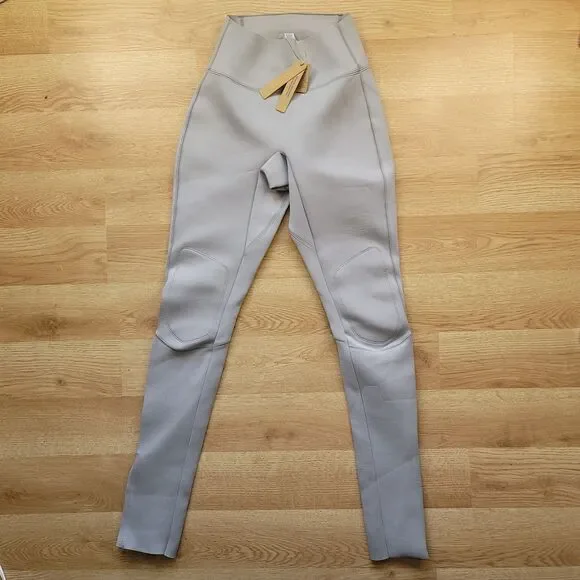SKIMS Sport Swim Scuba Long Pants Leggings Chrome Silver Gray Ankle Zip NWT XXS