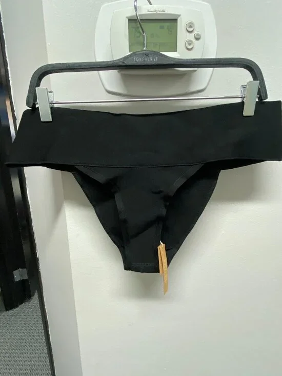 SKIMS Knit Swim High Waist Bikini Bottom - Onyx Black - Size 2X