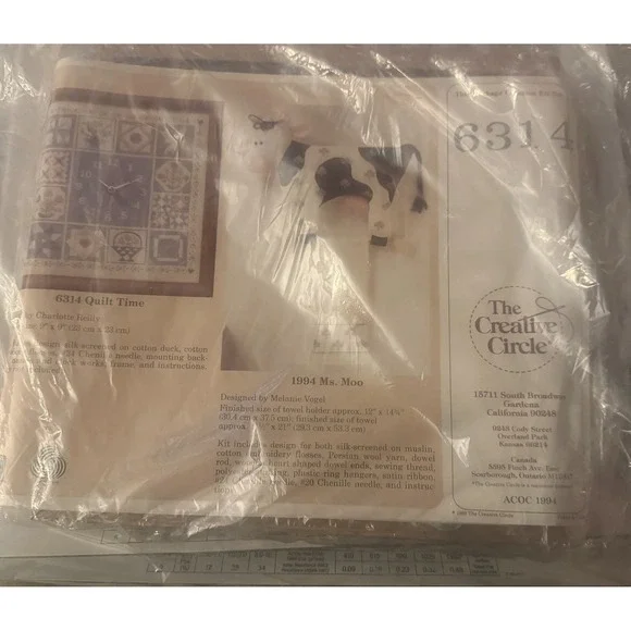 NEW The Creative Circle Quilt Time‎ #6314 1994 Ms. Moo CrossStitch Kit