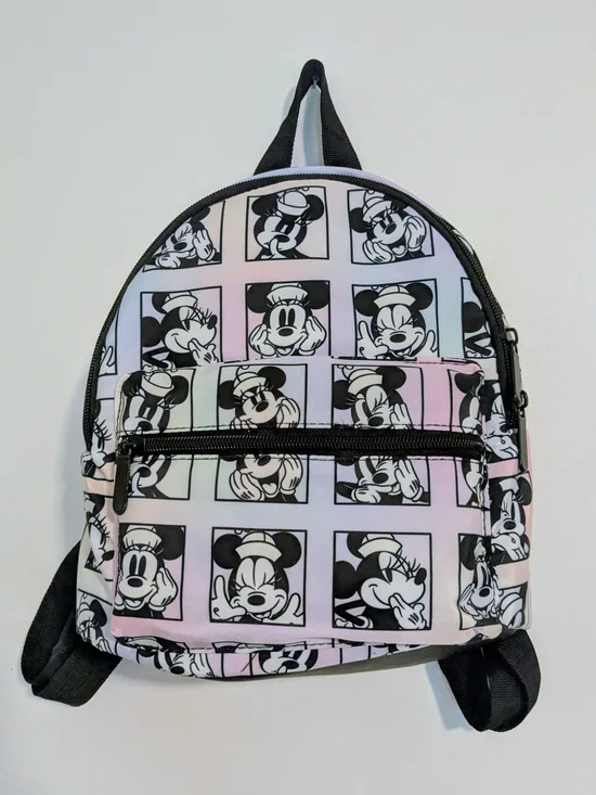 Disney Mini Backpack in Black and Pastel Pink/Blue