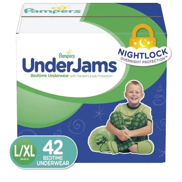 Pampers Underjams Disposable Bedtime Underwear Boys Size L/XL 42  Count NIB