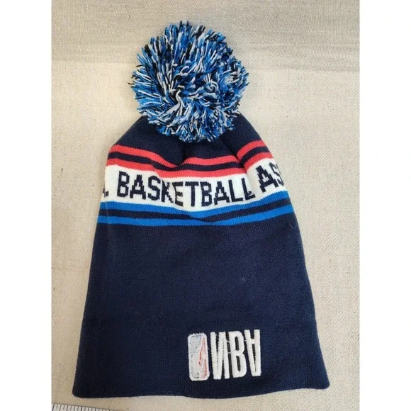 NBA National Basketball‎ Association Kids Knit Beanie Pom Pom Hat Navy Blue OSFM