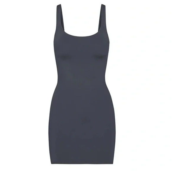 SKIMS (B13) Signature Swim Tank Dress Gunmetal M NWT