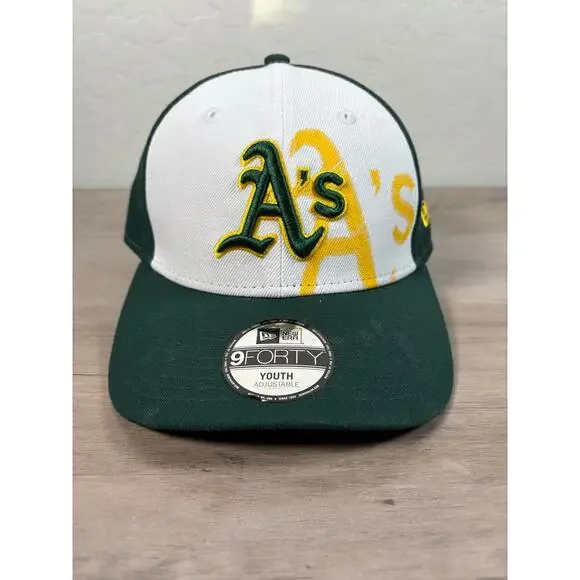 Oakland Athletics MLB‎ New Era Green White Yellow Youth Baseball Cap Hat- NWT