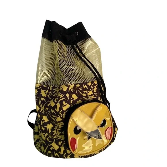Pokemon Pikachu Drawstring Backpack Kids‎ Medium Multicolor 3D Ears
